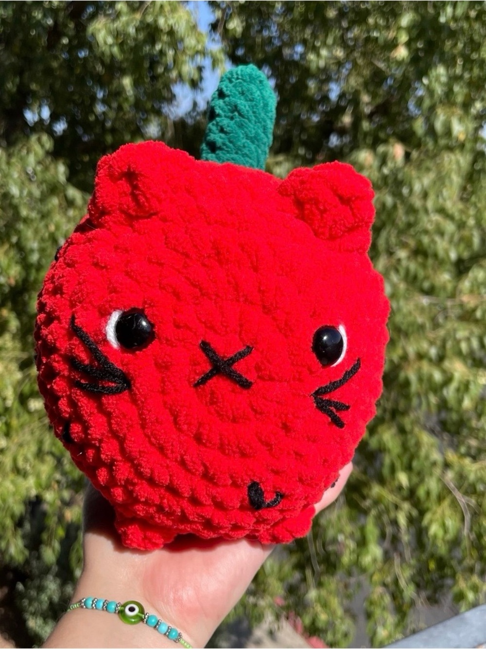 Handmade Watermelon Slice Large Loaf Cat Amigurumi Plushie Super Cute & Soft